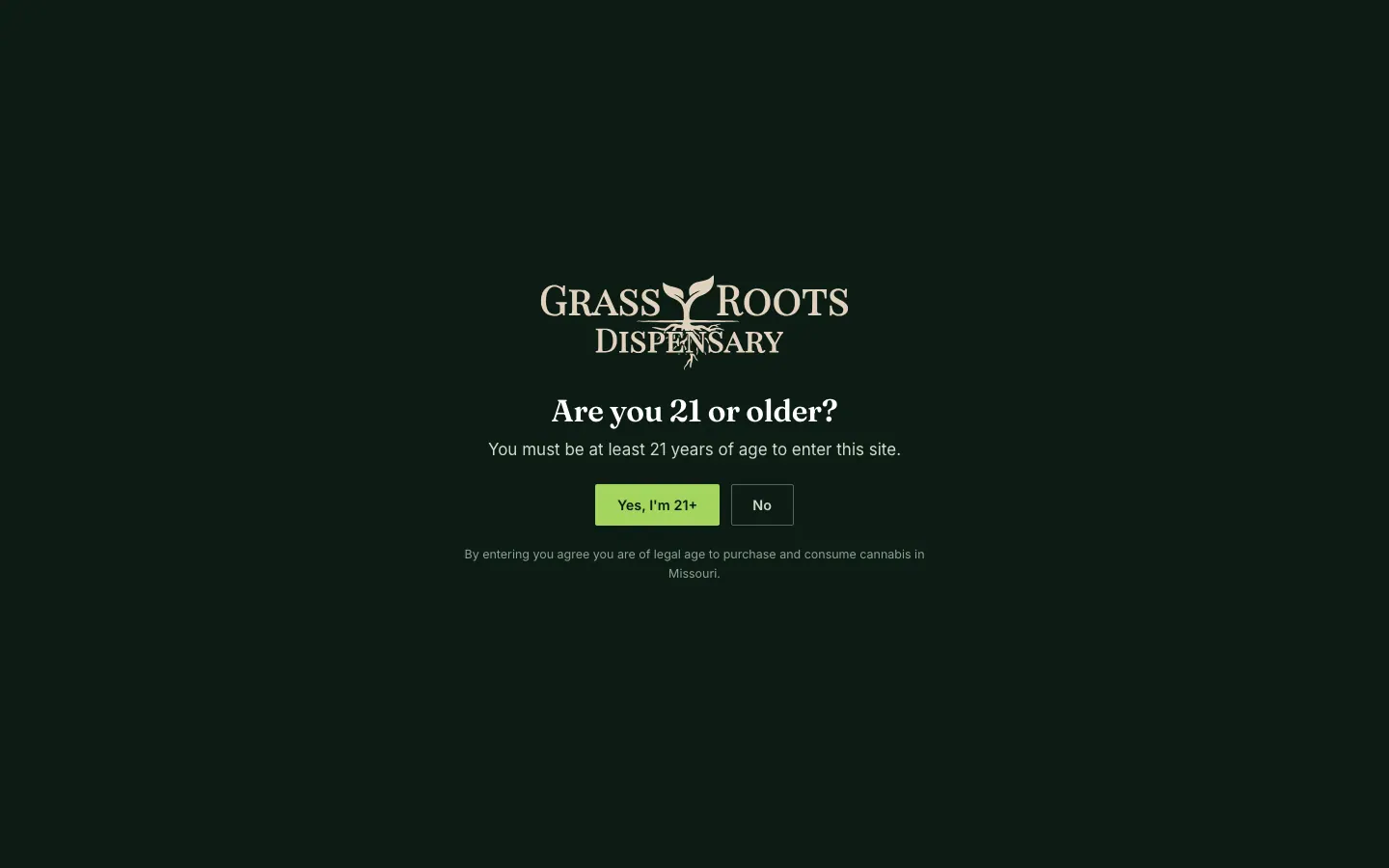 Desktop capture of the Grass Roots live website