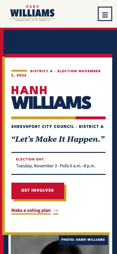 Mobile capture of the Hanh Williams campaign website