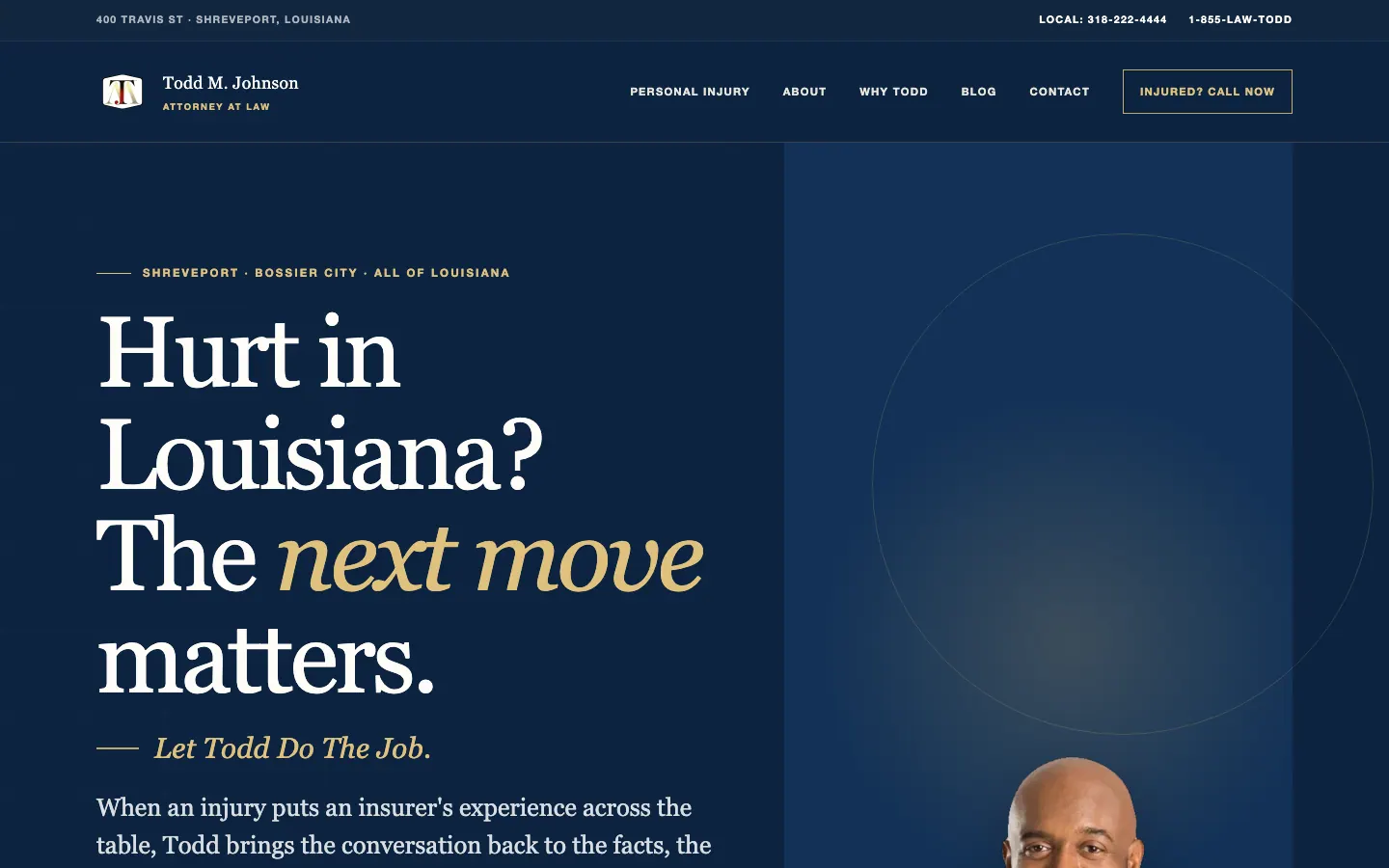 Desktop capture of the Todd M. Johnson Law website