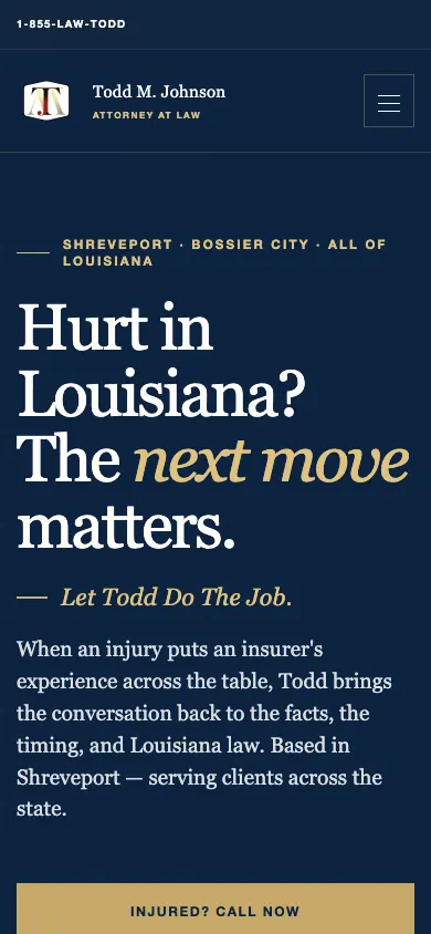 Mobile capture of the Todd M. Johnson Law website