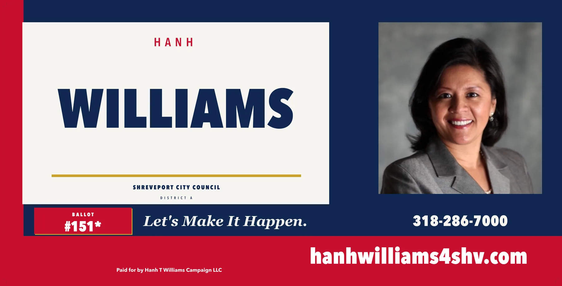 Hanh Williams large campaign sign artwork